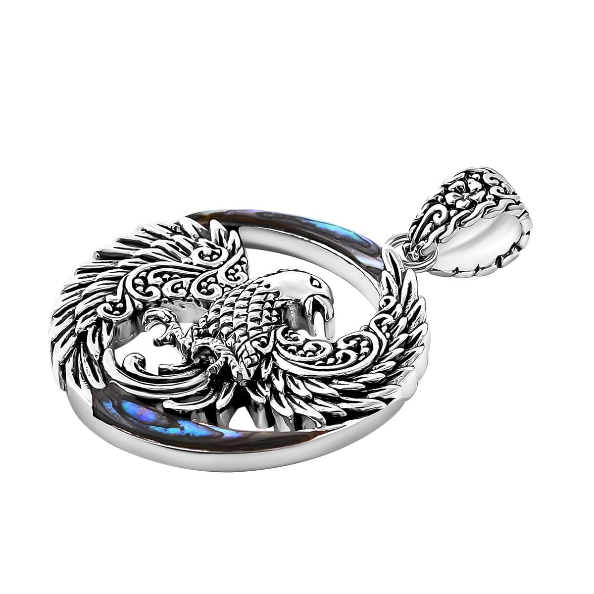 Bali Legacy Abalone Shell Phoenix Pendant in Sterling Silver image number 3