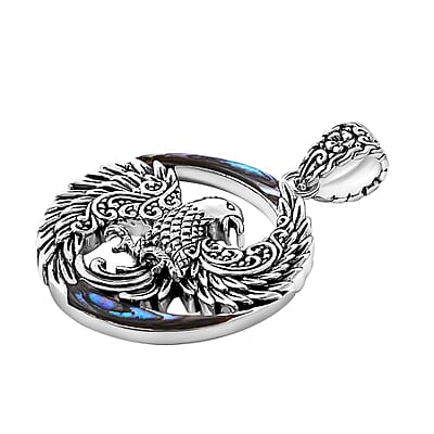 Bali Legacy Abalone Shell Phoenix Pendant without Chain in Sterling Silver