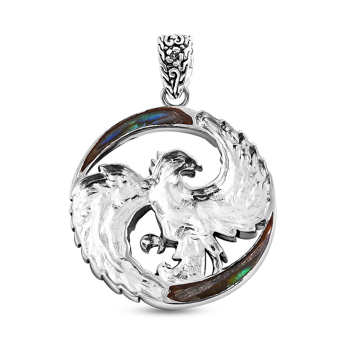 Bali Legacy Abalone Shell Phoenix Pendant without Chain in Sterling Silver