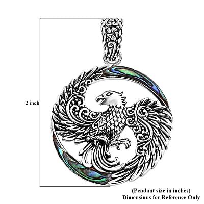 Bali Legacy Abalone Shell Phoenix Pendant without Chain in Sterling Silver