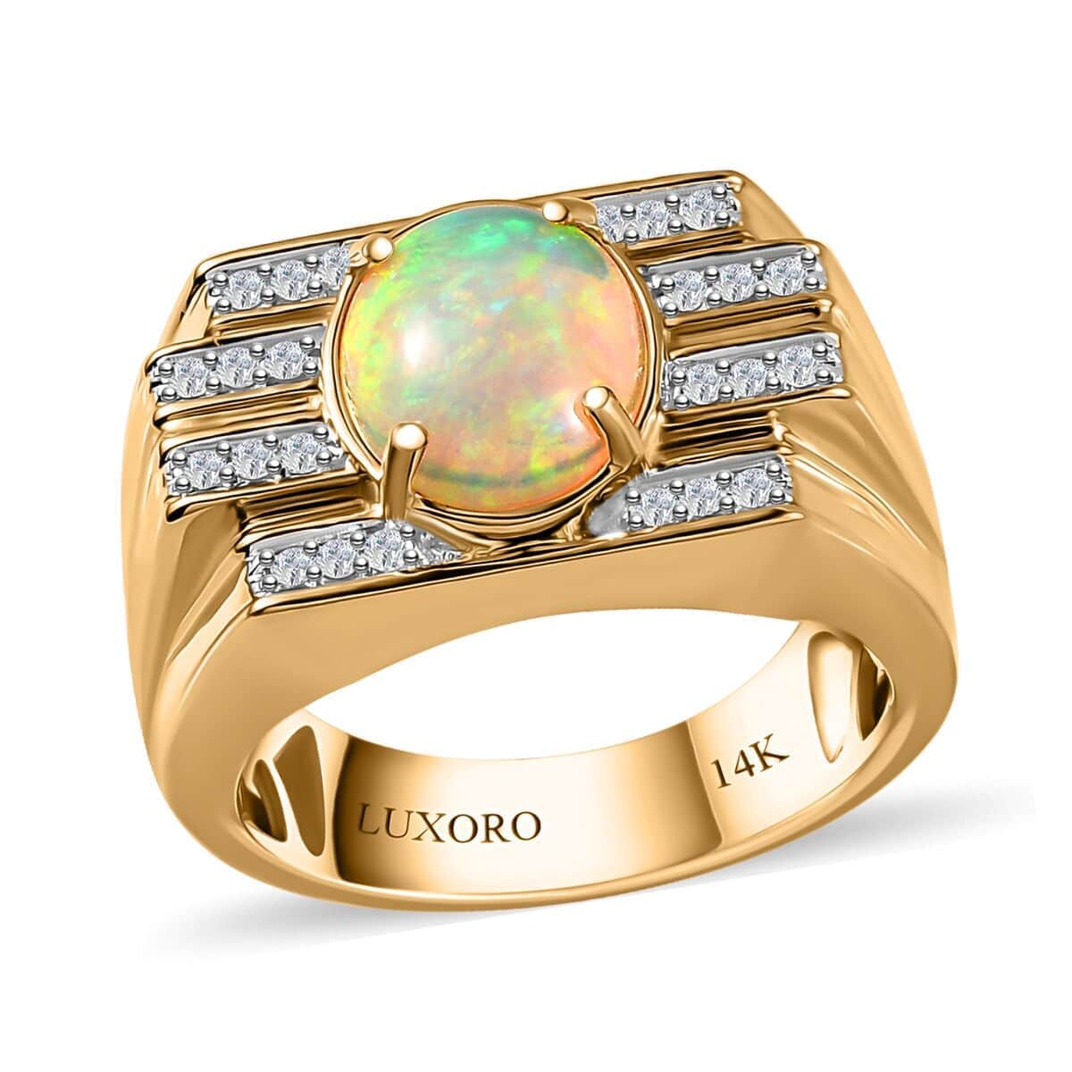 Luxoro AAA Ethiopian Welo Opal and G-H I2 Diamond 2.25 ctw Ring in 14K Yellow Gold (Size 10.0) 14.60 Grams image number 0