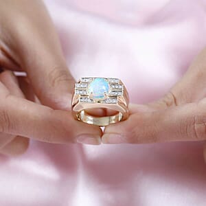 Luxoro AAA Ethiopian Welo Opal and G-H I2 Diamond 2.25 ctw Ring in 14K Yellow Gold (Size 10.0) 14.60 Grams