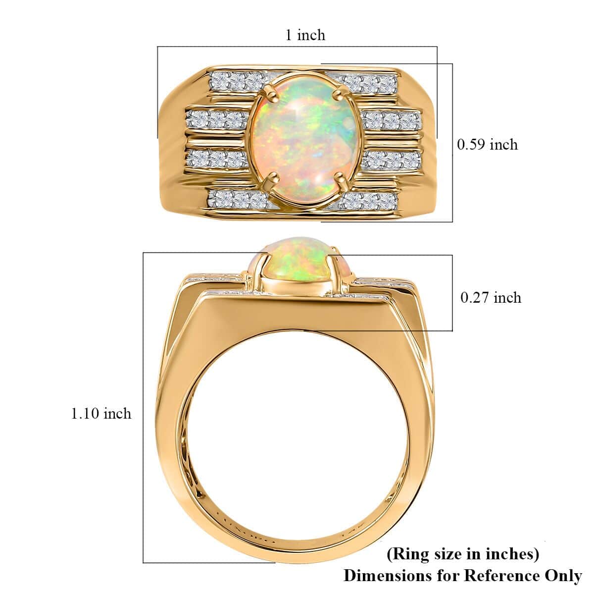 Luxoro AAA Ethiopian Welo Opal and G-H I2 Diamond 2.25 ctw Ring in 14K Yellow Gold (Size 10.0) 14.60 Grams image number 6