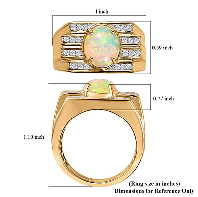 Luxoro AAA Ethiopian Welo Opal and G-H I2 Diamond 2.25 ctw Ring in 14K Yellow Gold (Size 10.0) 14.60 Grams