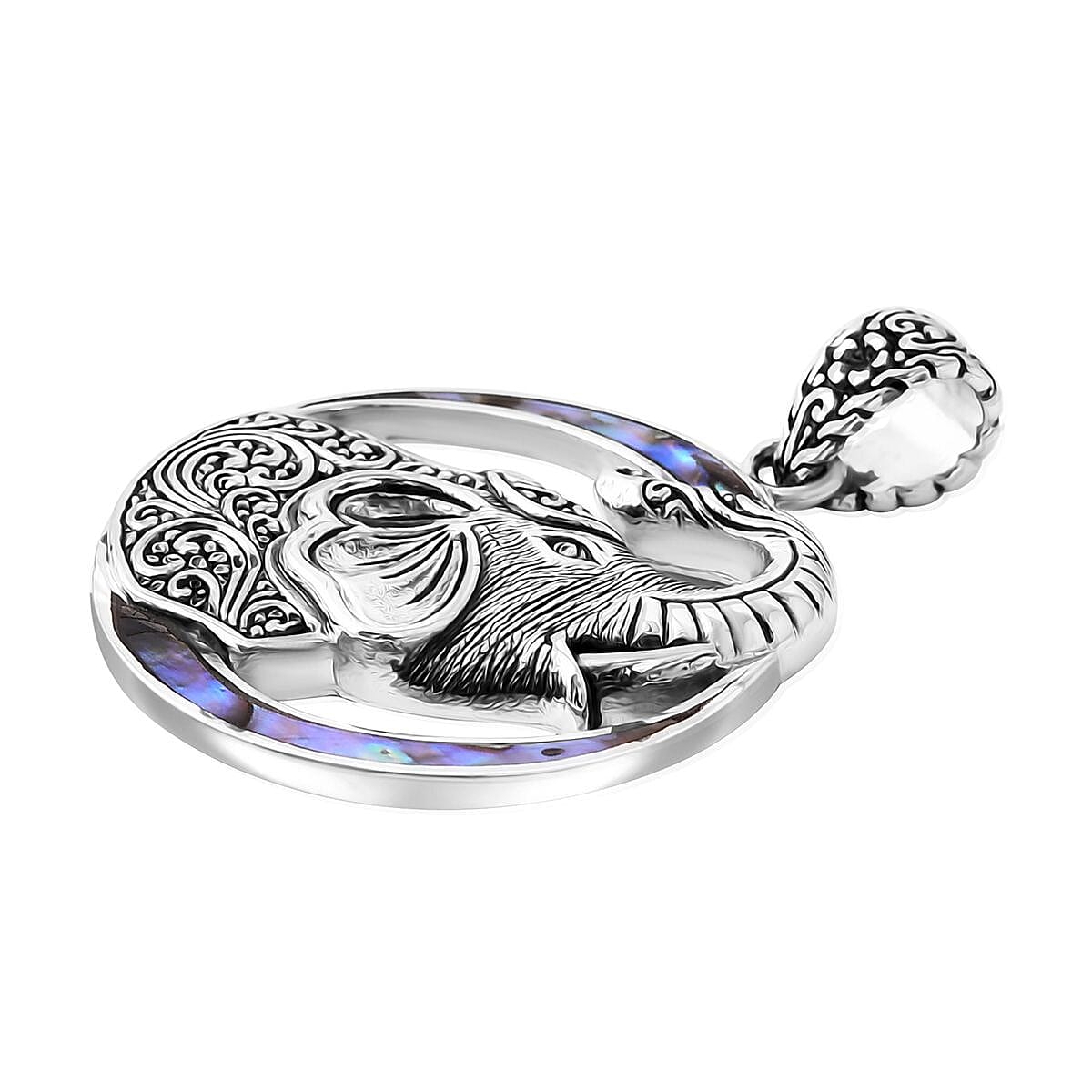 Value Buy Bali Legacy Abalone Shell Elephant Pendant without Chain in Sterling Silver image number 3