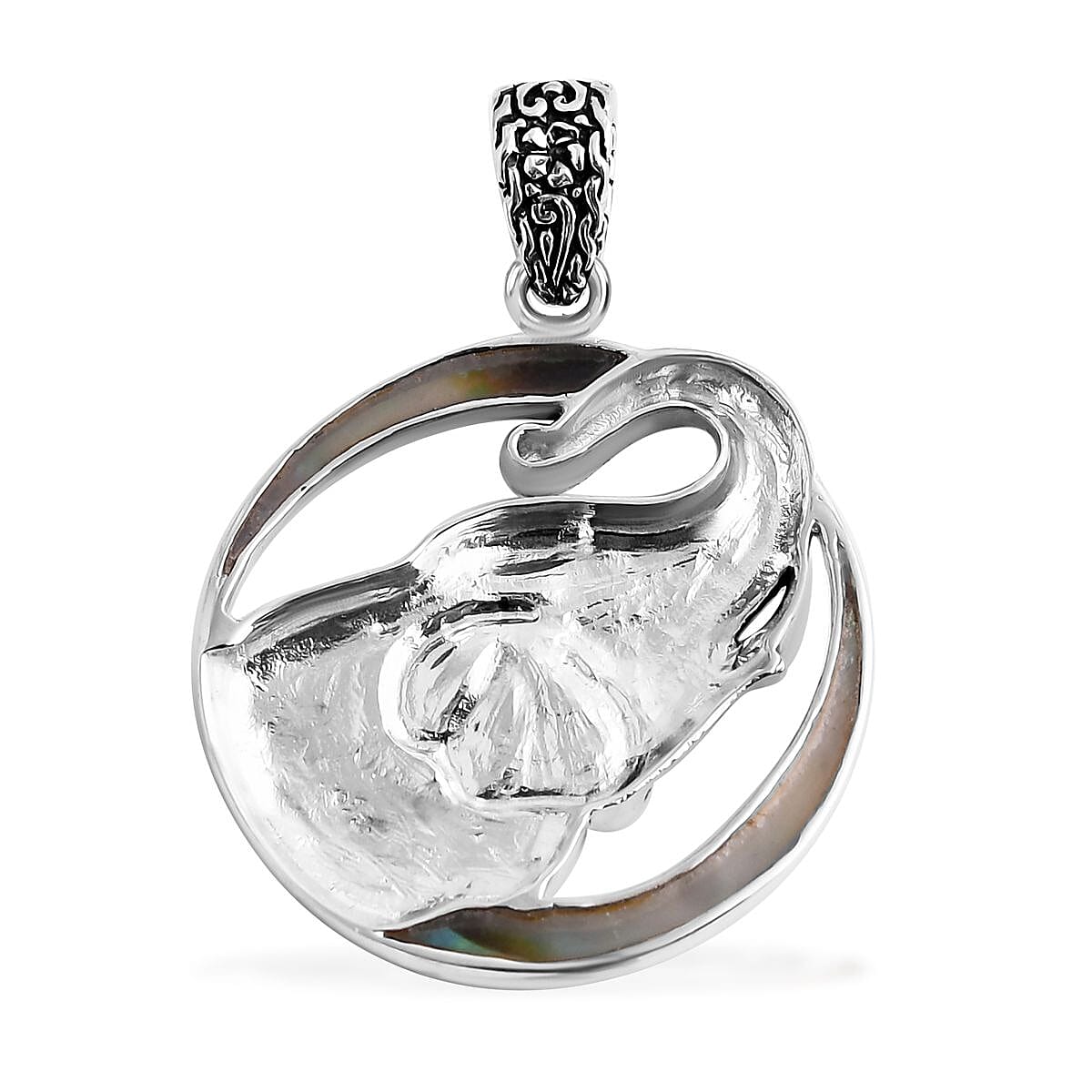 Value Buy Bali Legacy Abalone Shell Elephant Pendant without Chain in Sterling Silver image number 4