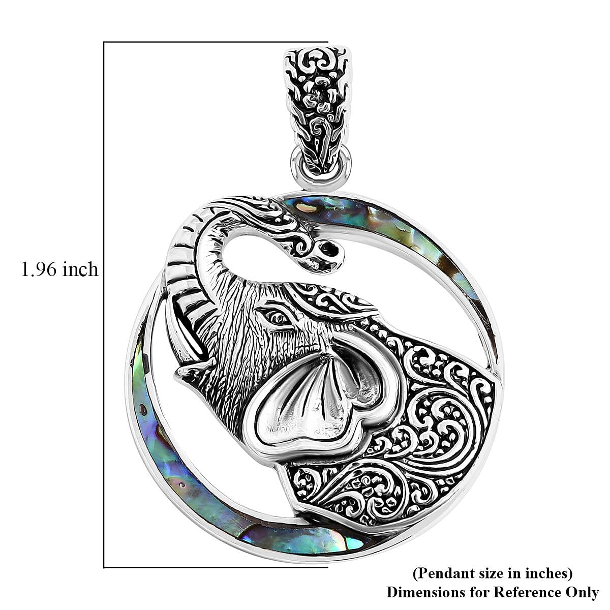 Value Buy Bali Legacy Abalone Shell Elephant Pendant without Chain in Sterling Silver image number 5