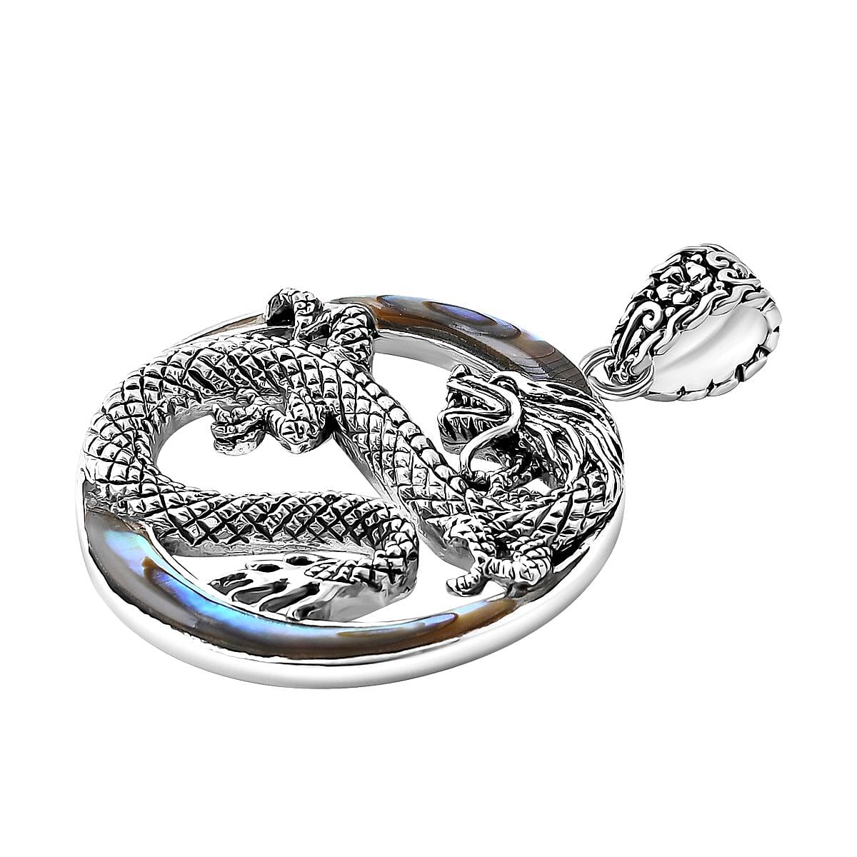 Value Buy Bali Legacy Abalone Shell Dragon Pendant without Chain in Sterling Silver image number 3