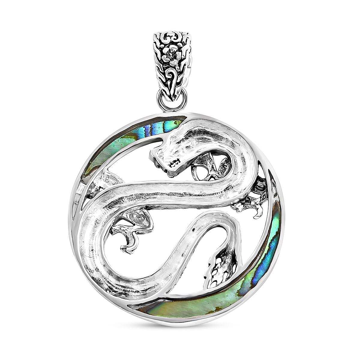 Value Buy Bali Legacy Abalone Shell Dragon Pendant without Chain in Sterling Silver image number 4
