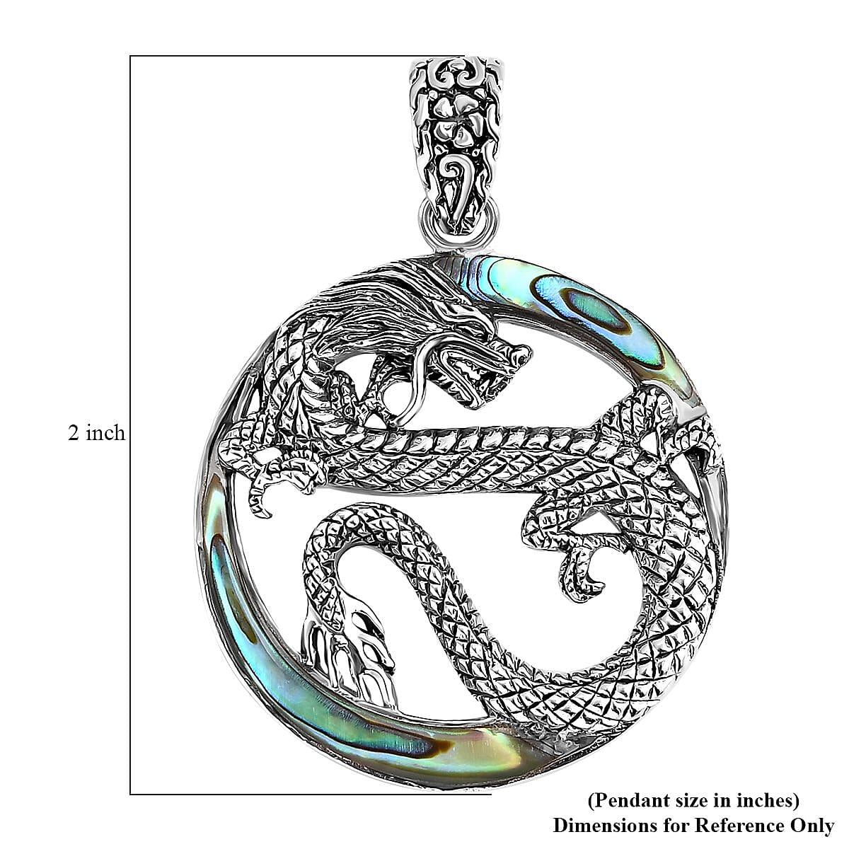 Value Buy Bali Legacy Abalone Shell Dragon Pendant without Chain in Sterling Silver image number 5