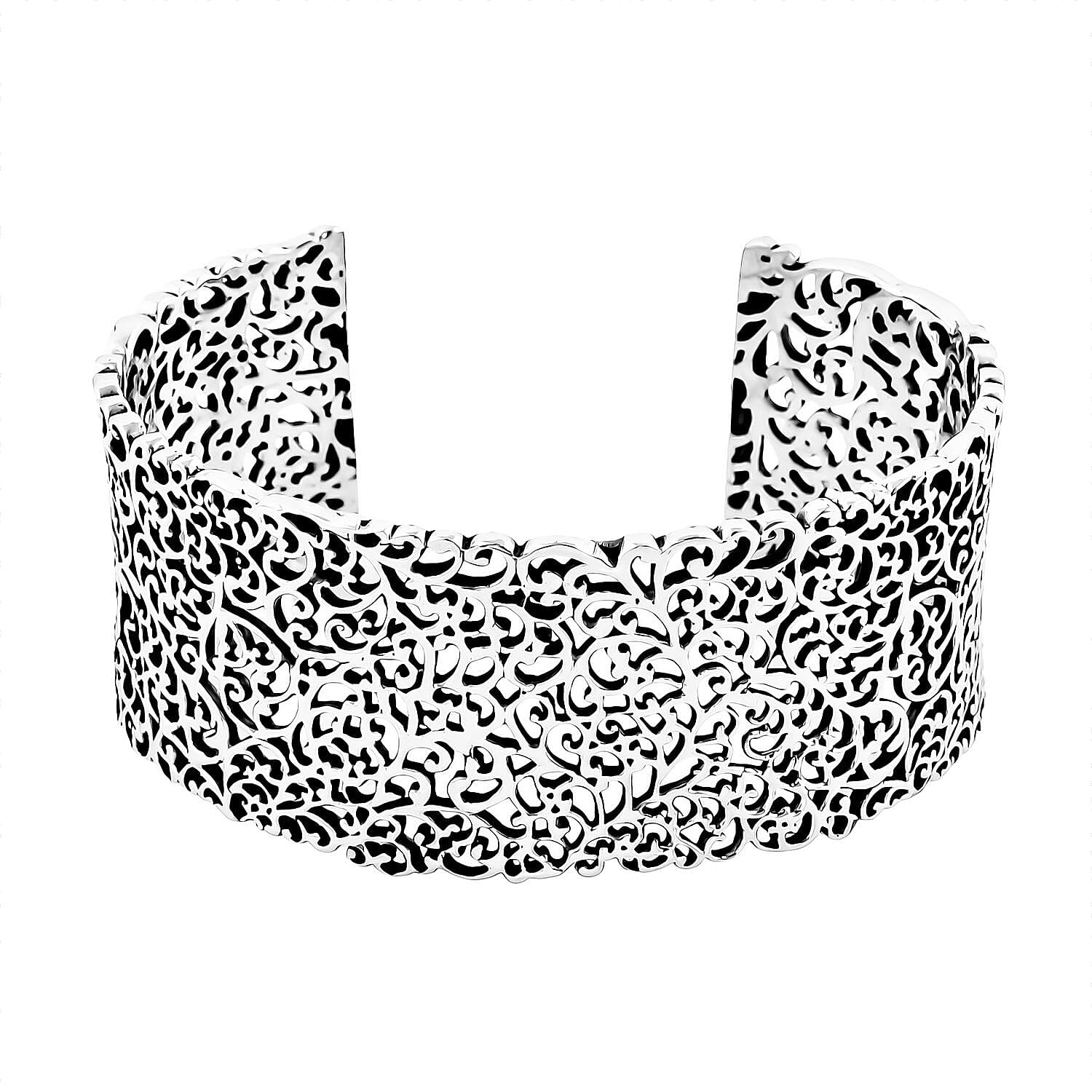 Bali Legacy Sterling Silver Filigree Cuff Bracelet (7.25 In) 42.50 Grams