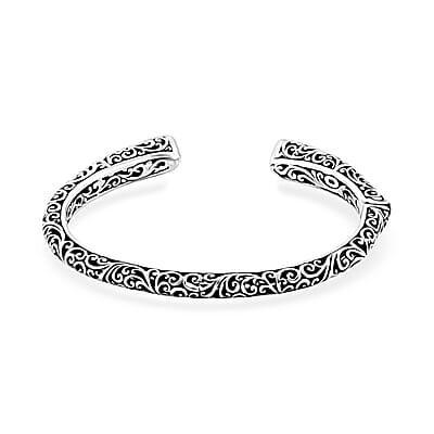 Bali Legacy Filigree Cuff Bracelet in Sterling Silver (7.25n) 20.65 Grams