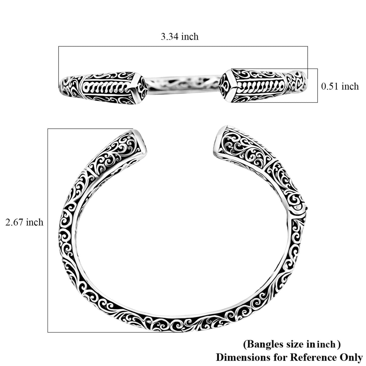 Bali Legacy Bangle Bracelet in Sterling Silver (7.25n) 20.65 Grams image number 5