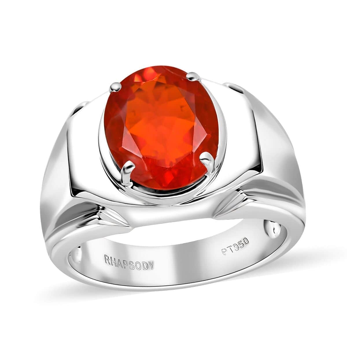 Rhapsody 950 Platinum AAAA Mexican Fire Opal 2.95 ctw Ring (Size 10.0) 15.75 Grams image number 0