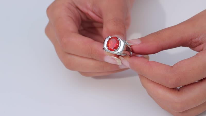Rhapsody 950 Platinum AAAA Mexican Fire Opal Solitaire Ring (Size 10.0) (15.75 g) 2.95 ctw