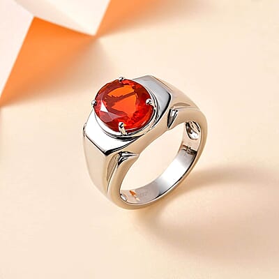 Rhapsody 950 Platinum AAAA Mexican Fire Opal 2.95 ctw Ring (Size 10.0) 15.75 Grams