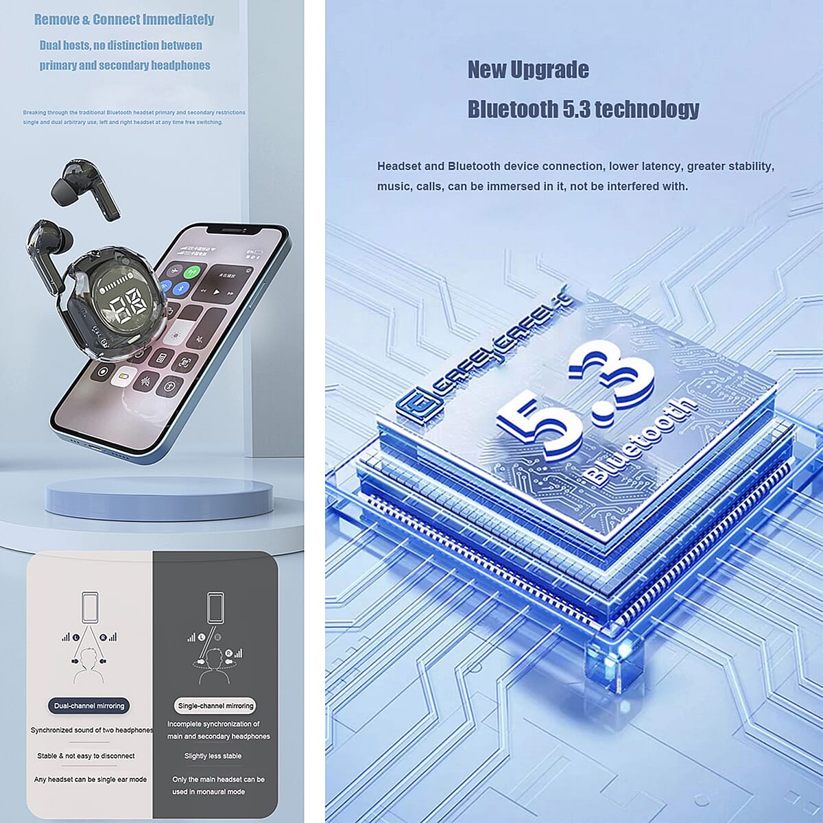 Closeout 3P Experts Bits N Bytes Wireless Headphones -Cream image number 2