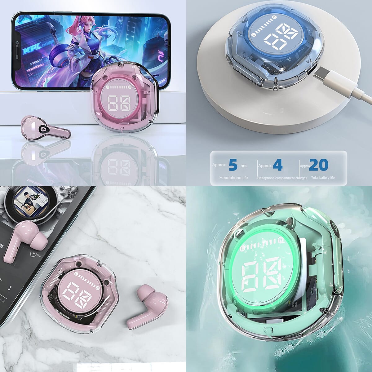 Closeout 3P Experts Bits N Bytes Wireless Headphones -Aqua (Ships in 8-10 Business Days) image number 8