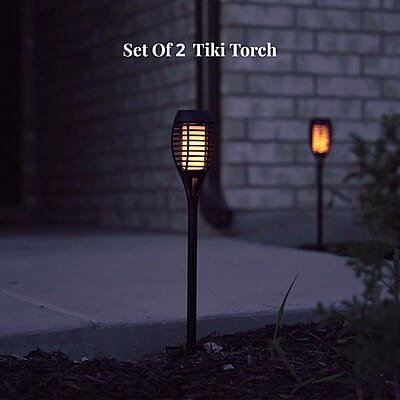 Closeout Set of 2 Solar Tiki Torch Lights 9