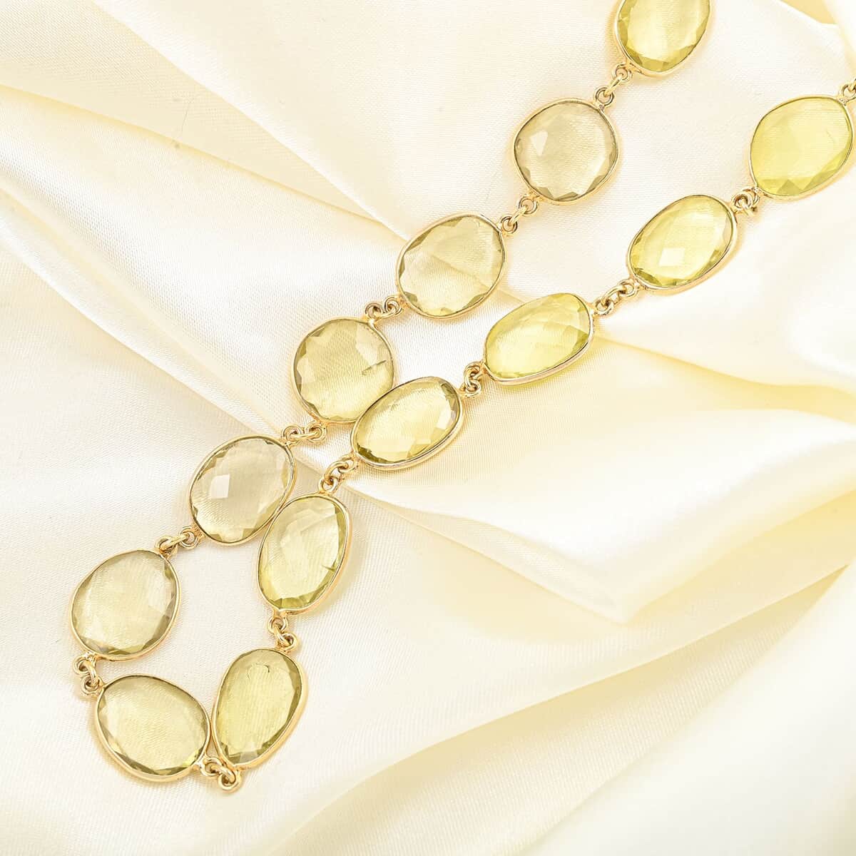 Lemon Quartz Beaded Necklace 32 Inches in Vermeil Yellow Gold Over Sterling Silver 100.00 ctw image number 1