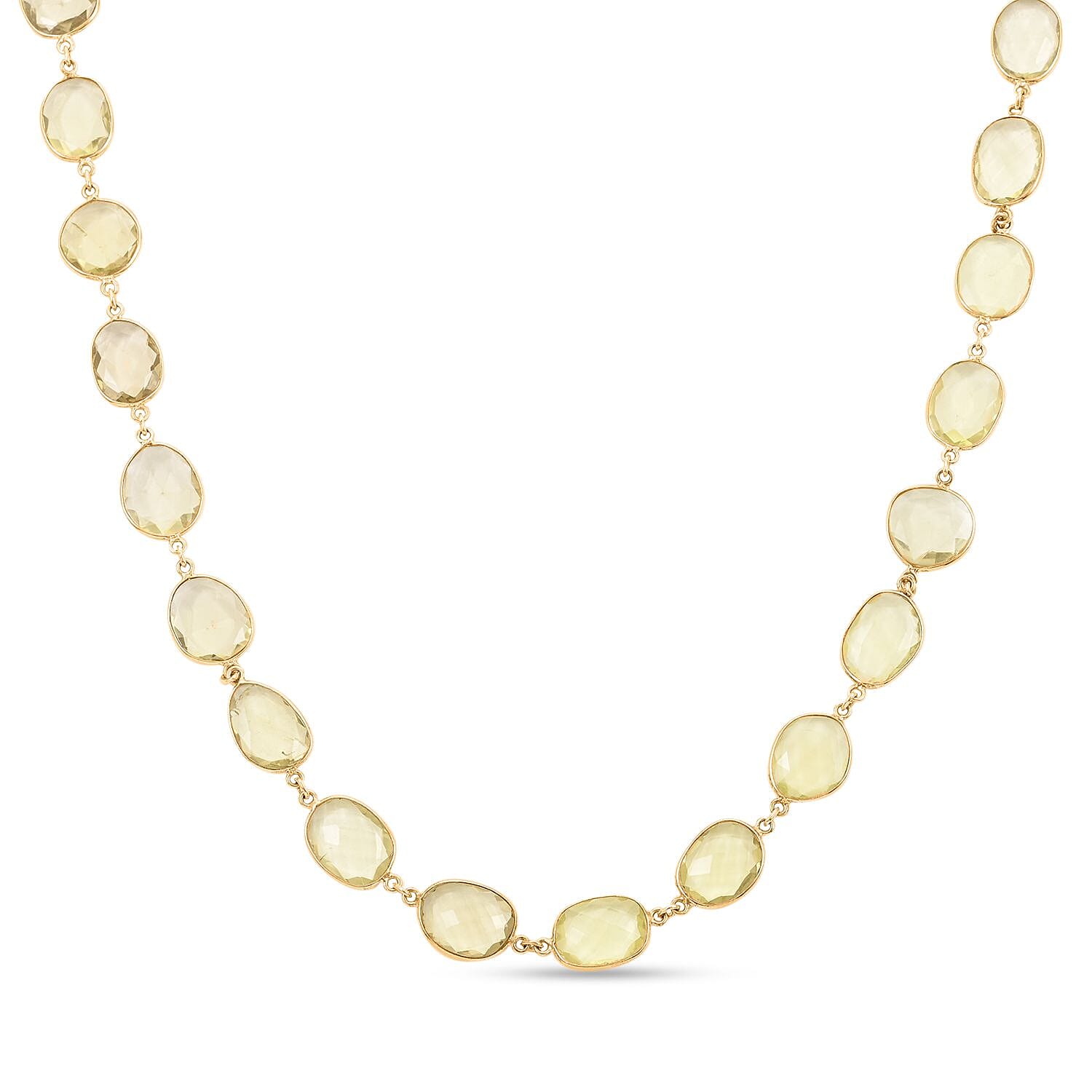 Lemon Quartz Beaded Necklace 32 Inches in Vermeil Yellow Gold Over Sterling Silver 100.00 ctw