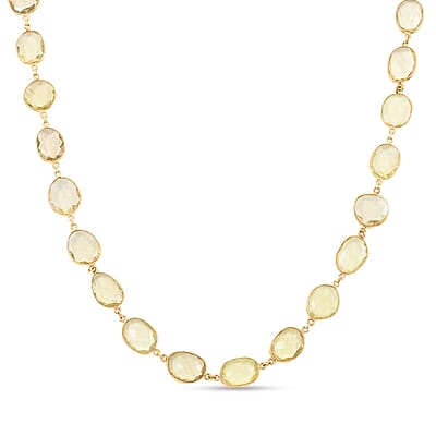 Lemon Quartz Beaded Necklace 32 Inches in Vermeil Yellow Gold Over Sterling Silver 100.00 ctw