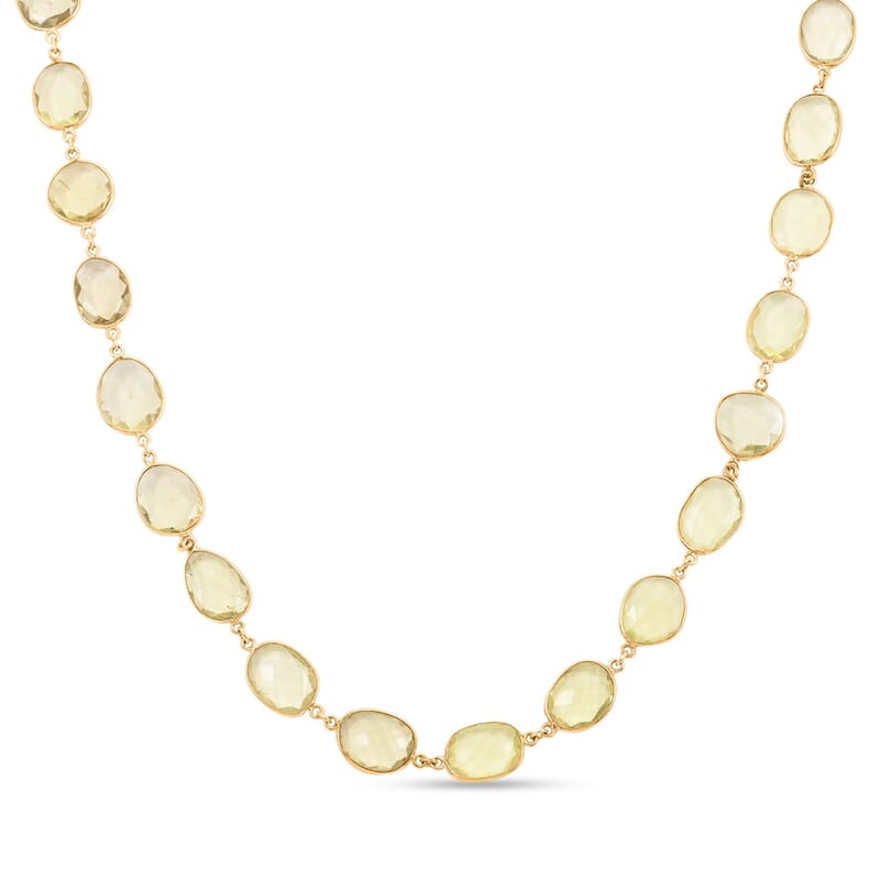Lemon Quartz Beaded Necklace 32 Inches in Vermeil Yellow Gold Over Sterling Silver 100.00 ctw