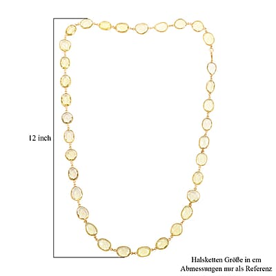 Lemon Quartz Beaded Necklace 32 Inches in Vermeil Yellow Gold Over Sterling Silver 100.00 ctw