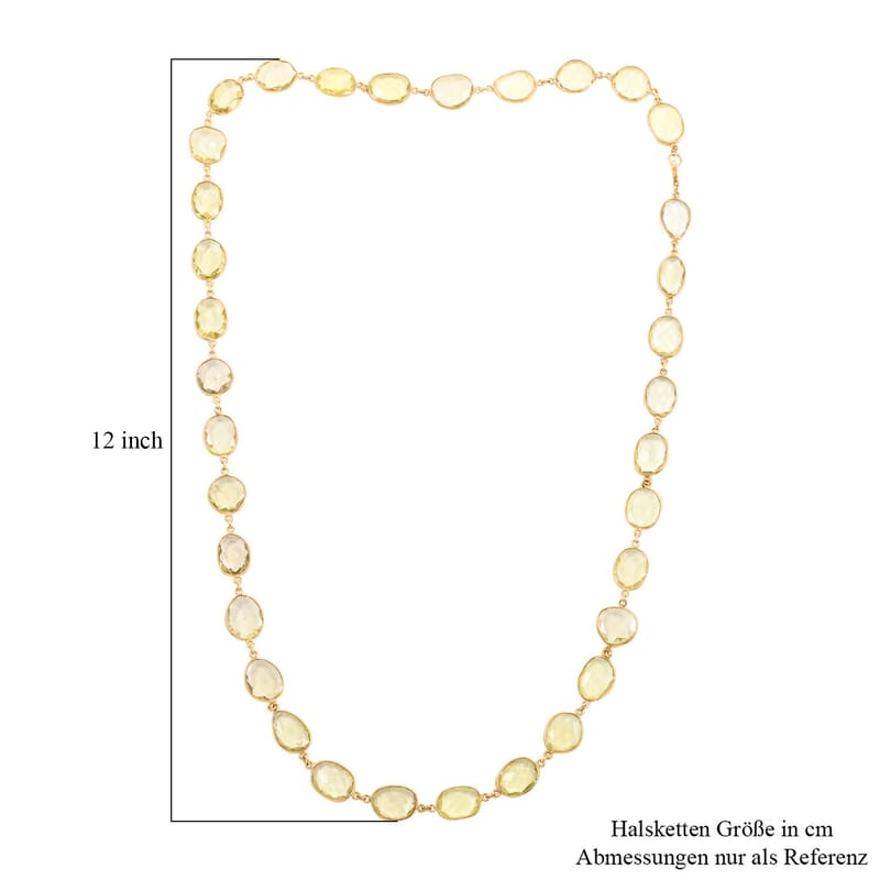 Lemon Quartz Beaded Necklace 32 Inches in Vermeil Yellow Gold Over Sterling Silver 100.00 ctw