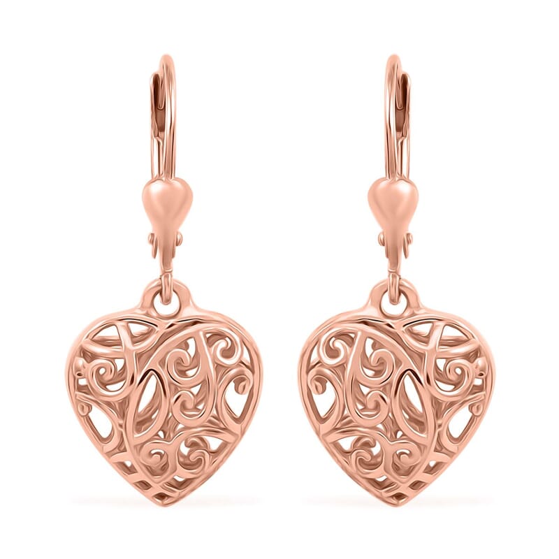 14K Rose Gold Over Sterling Silver Lever Back Earrings 3.70 Grams