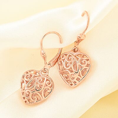 14K Rose Gold Over Sterling Silver Lever Back Earrings 3.70 Grams