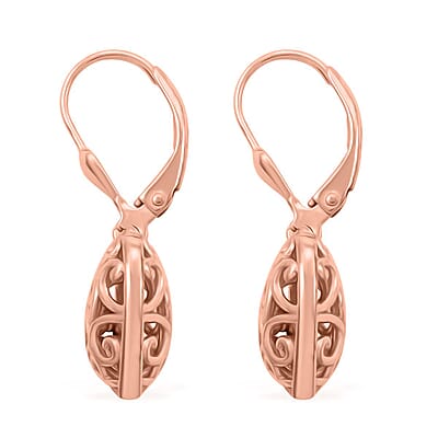 14K Rose Gold Over Sterling Silver Lever Back Earrings 3.70 Grams