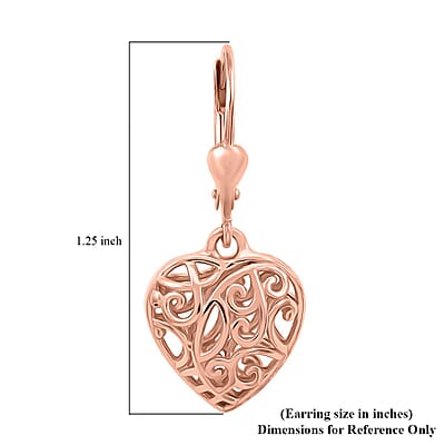 14K Rose Gold Over Sterling Silver Lever Back Earrings 3.70 Grams