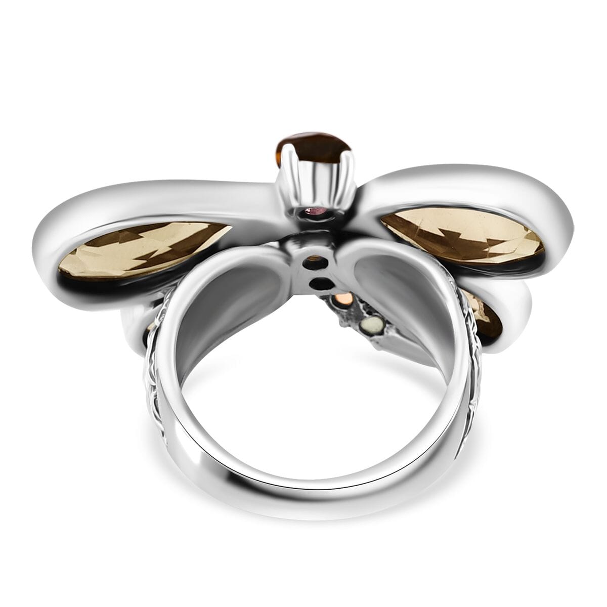 Bali Legacy Brazilian Citrine and Multi-Tourmaline 9.50 ctw Dragonfly Ring in Sterling Silver (Size 9.0) image number 4