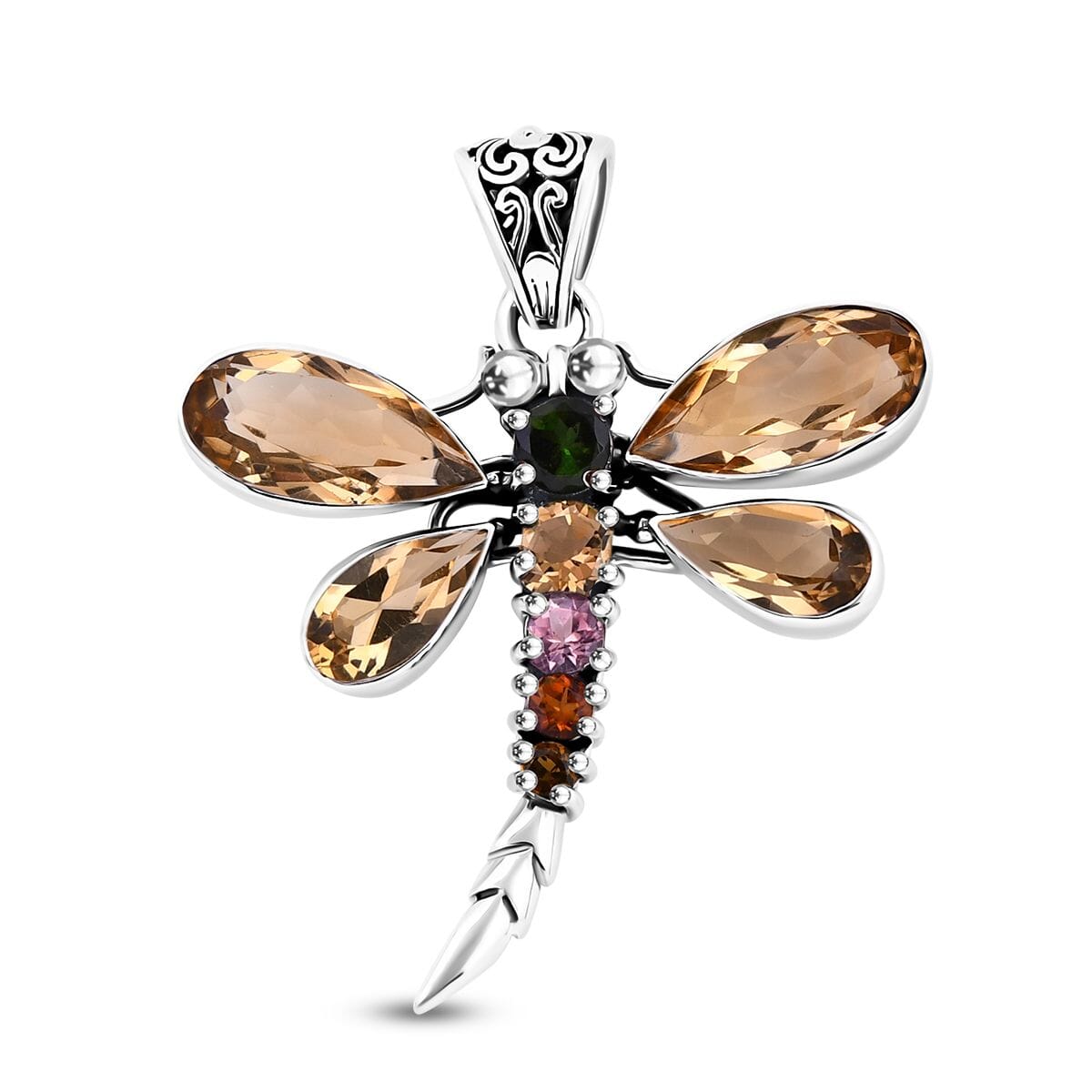 Sterling Silver Citrine Dragonfly Pendant Sterling Silver Citrine Dragonfly Pendant