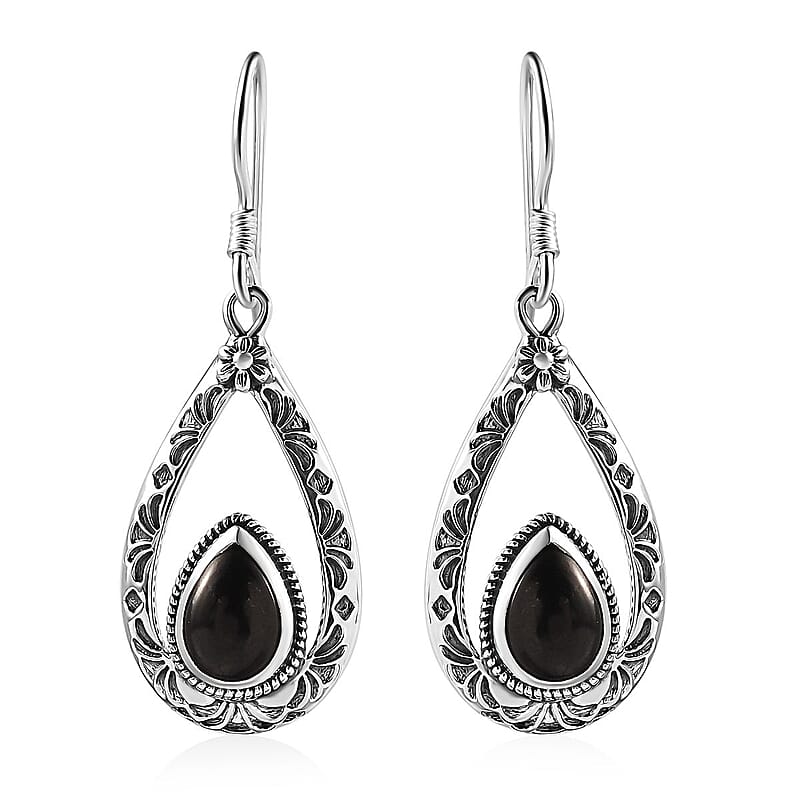 D'Joy Artisan Crafted Elite Shungite 2.25 ctw South West Style Earrings in Sterling Silver