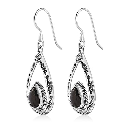 D'Joy Artisan Crafted Elite Shungite 2.25 ctw South West Style Earrings in Sterling Silver