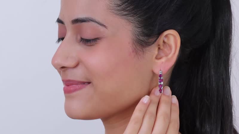 D'Joy Orissa Rhodolite Garnet Inside Out Hoop Earrings in Platinum Over Sterling Silver 9.00 ctw