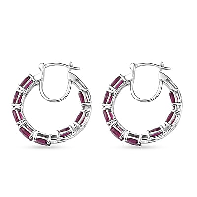 D'Joy Orissa Rhodolite Garnet Inside Out Hoop Earrings in Platinum Over Sterling Silver 9.00 ctw