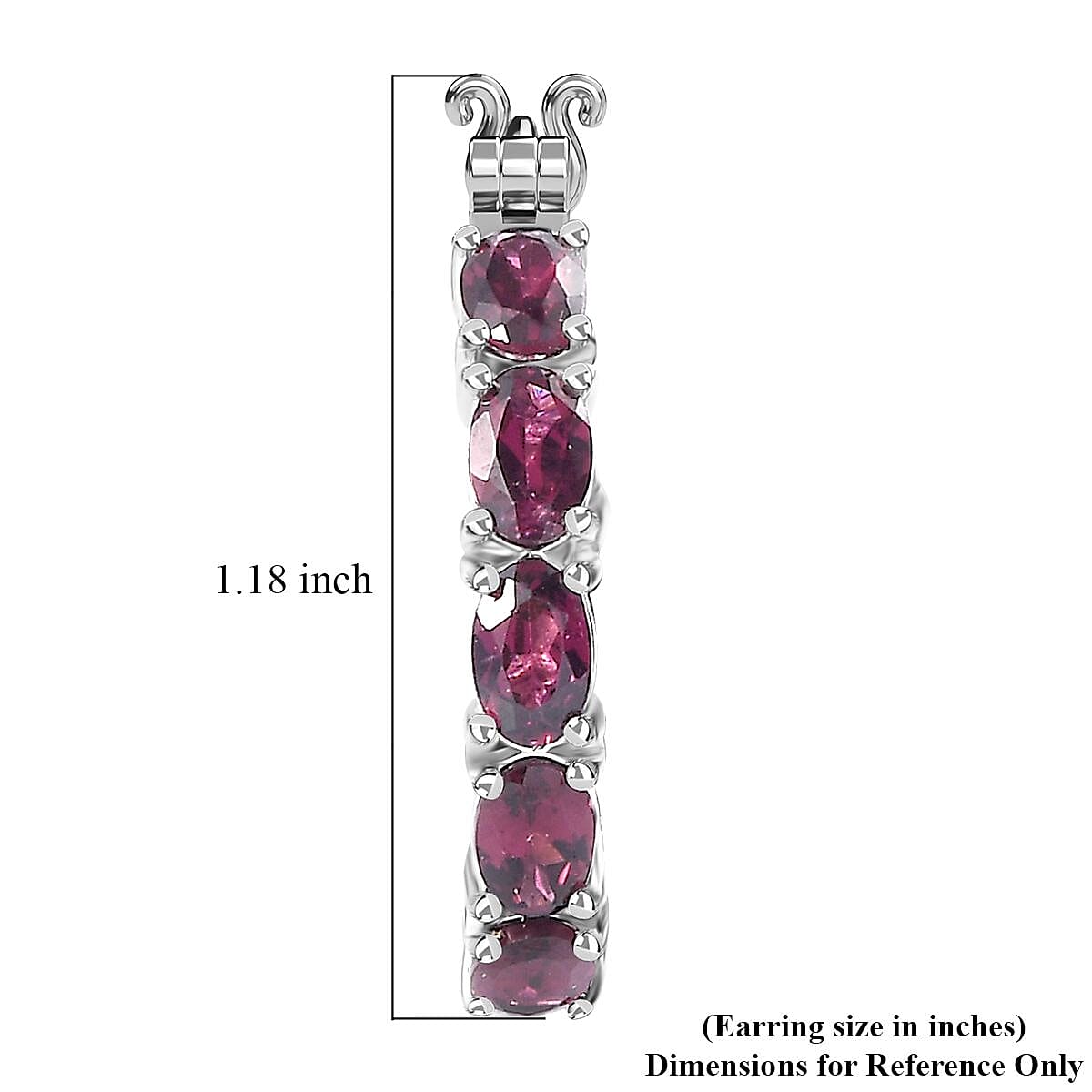D'Joy Orissa Rhodolite Garnet Inside Out Hoop Earrings in Platinum Over Sterling Silver 9.00 ctw