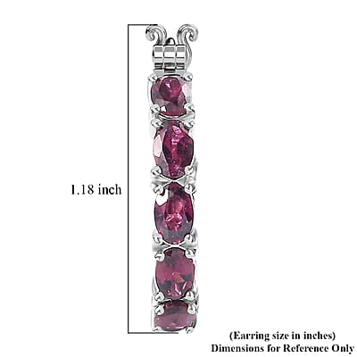 D'Joy Orissa Rhodolite Garnet Inside Out Hoop Earrings in Platinum Over Sterling Silver 9.00 ctw