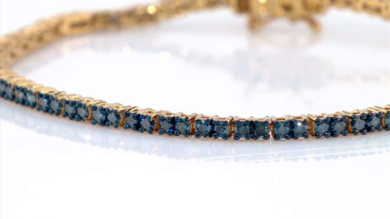 D'Joy Venice Blue Diamond I2-I3 Tennis Bracelet in Vermeil Yellow Gold Over Sterling Silver (7.25 In) 3.00 ctw