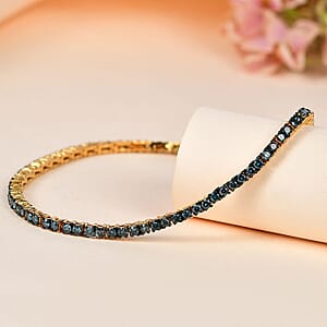 D'Joy Venice Blue Diamond I2-I3 Tennis Bracelet in Vermeil Yellow Gold Over Sterling Silver (7.25 In) 3.00 ctw