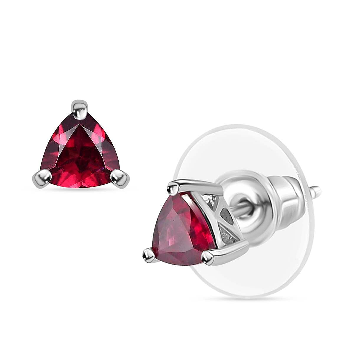 Orissa Rhodolite Garnet Solitaire Stud Earrings in Platinum Over Sterling Silver 1.00 ctw image number 0