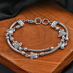Bali Legacy Sterling Silver Turtle Bracelet (8.00 In) 22.85 Grams
