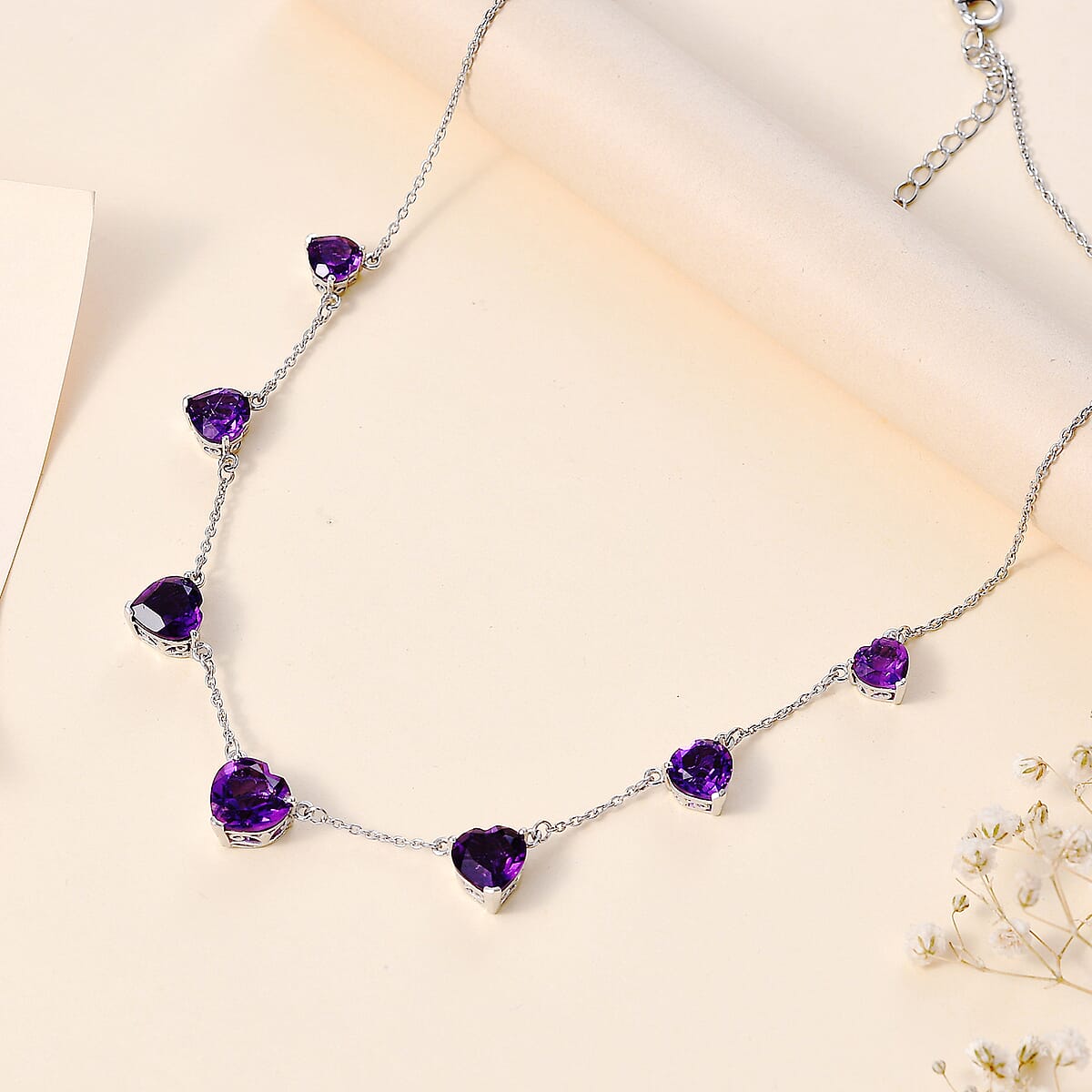 African Amethyst 13.85 ctw Station Necklace in Platinum Over Sterling Silver 18 Inches image number 1
