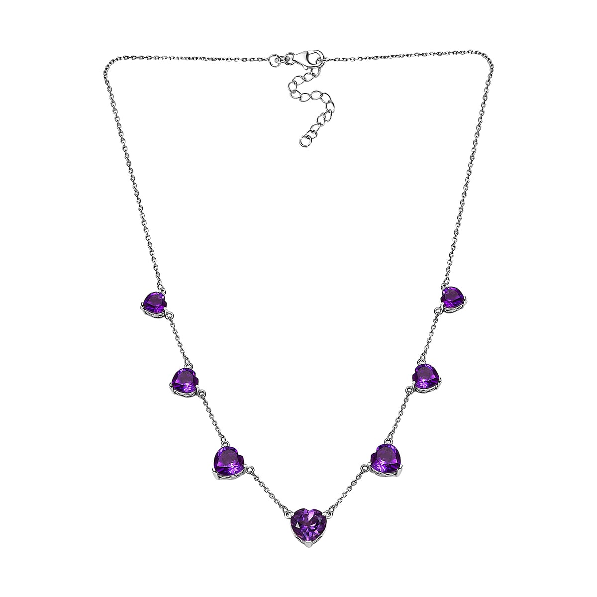 African Amethyst 13.85 ctw Station Necklace in Platinum Over Sterling Silver 18 Inches image number 3