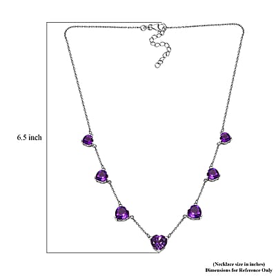 African Amethyst 13.85 ctw Station Necklace in Platinum Over Sterling Silver 18 Inches