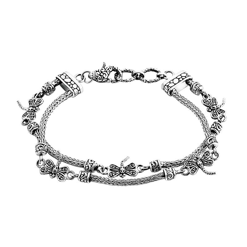 Bali Legacy Sterling Silver Dragonfly Bracelet (8.00 In) 20.90 Grams