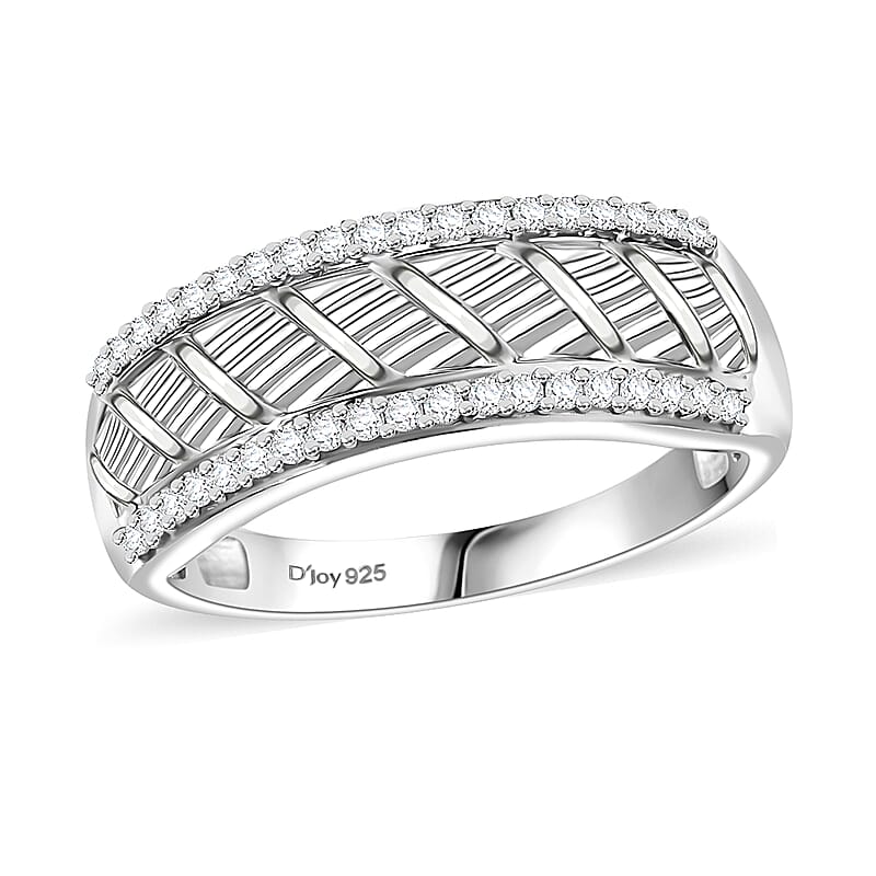 Moissanite 0.40 ctw Men's Ring in Platinum Over Sterling Silver (Size 10.0) 
